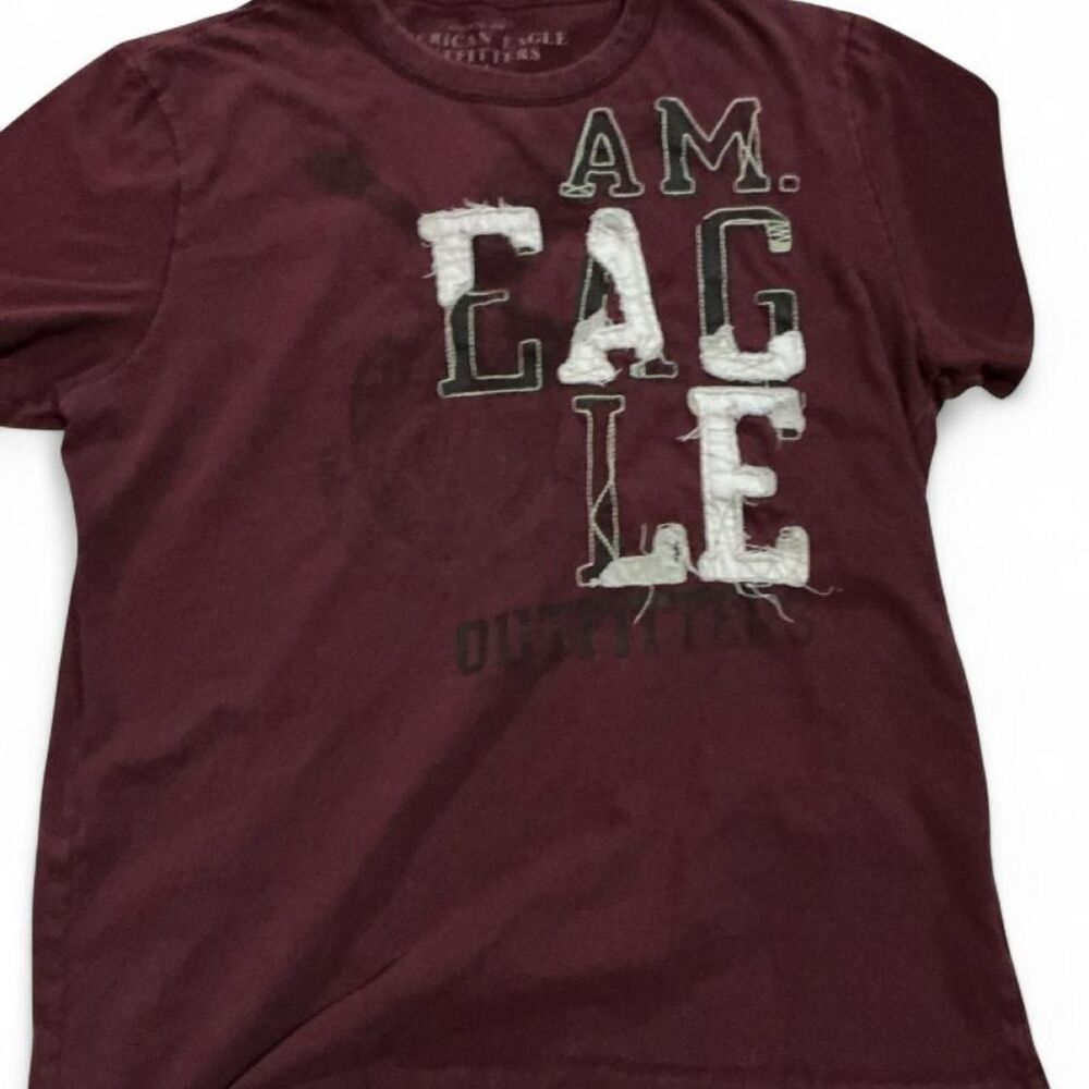 American-eagle Women's Burgundy and Red T-shirt